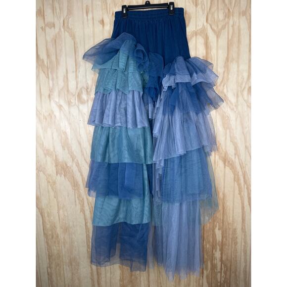 TOV Multicolor Tulle Tiered Skirt, Size 38 NWT Fairycore Whimsy Goth Slit Detail - Picture 2 of 9